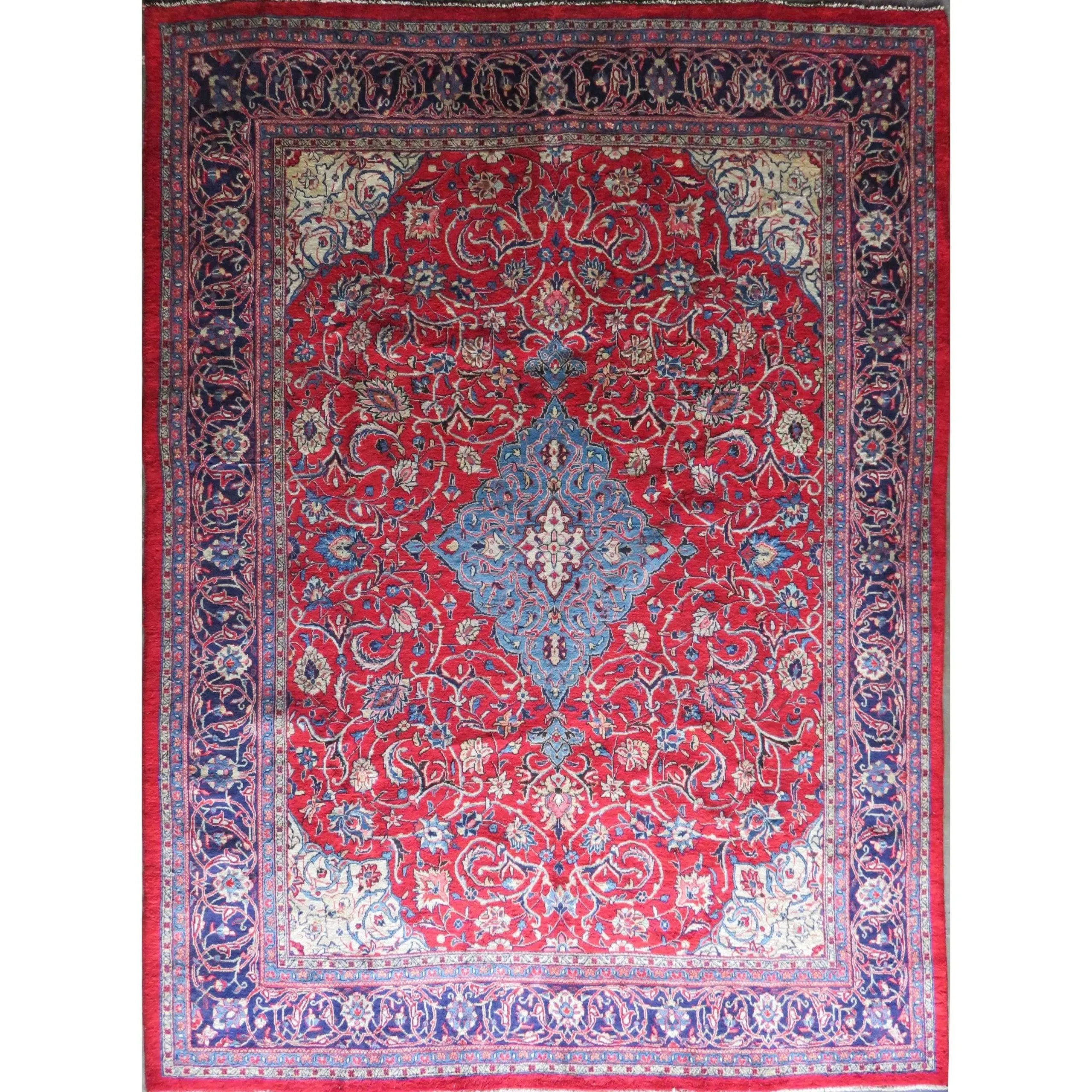 Hand-Knotted Persian Wool Rug _ Luxurious Vintage Design, 13'2" x 9'4", Artisan Crafted